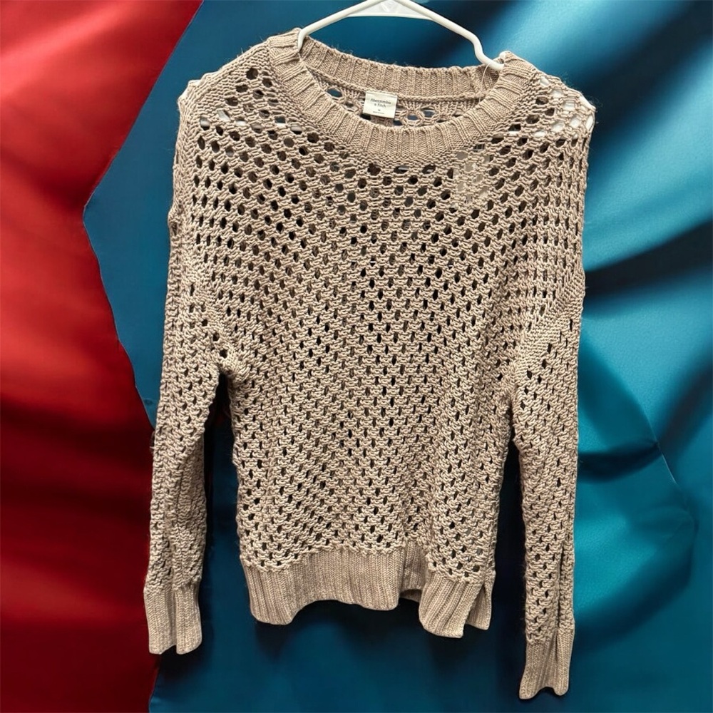 🩶 Abercrombie & Fitch Open-Knit Crewneck Sweater Size M 🩶